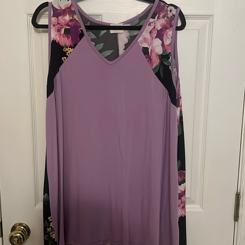 Purple and black floral top